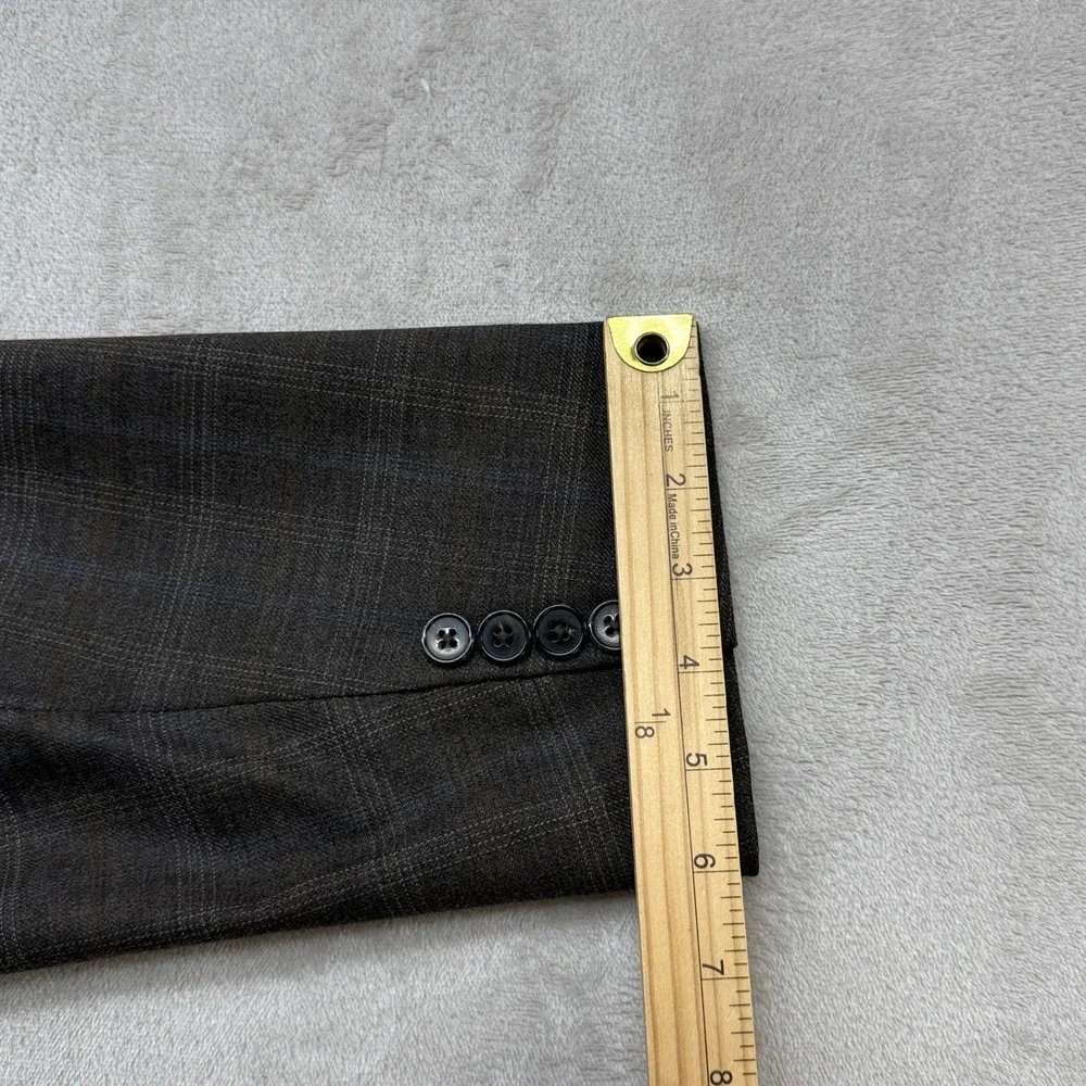 Joseph Abboud Sport Coat Mens 48L Brown Plaid 100% Wool 3 Button Blazer 1417/1